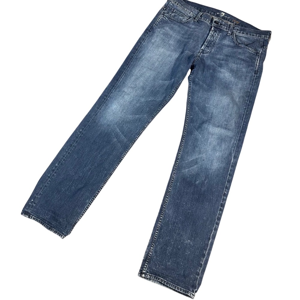 7 For All Mankind Jared Jeans Mens 36 Blue Straight Leg Stretch Made in USA‎